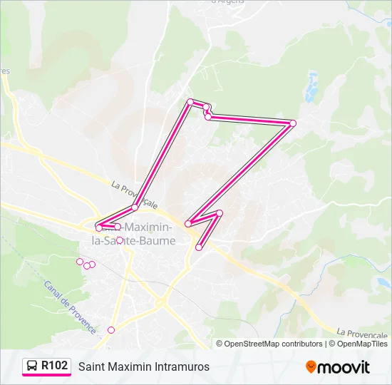 R102 Bus Line Map