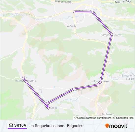 Plan de la ligne SR104 de bus