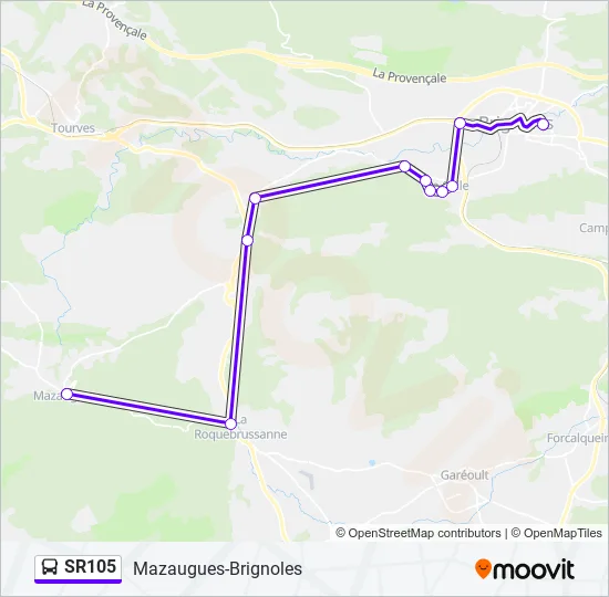 Plan de la ligne SR105 de bus