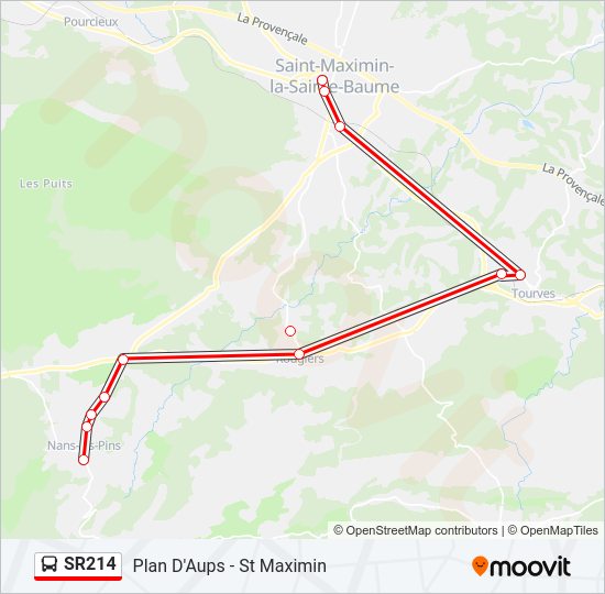 Plan de la ligne SR214 de bus