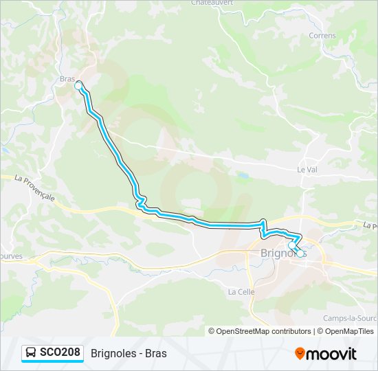 Plan de la ligne SCO208 de bus