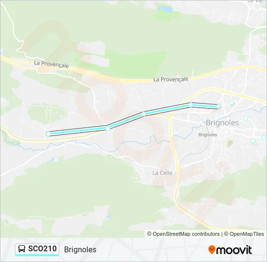 Plan de la ligne SCO210 de bus