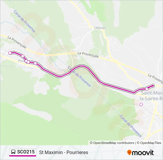 Plan de la ligne SCO215 de bus