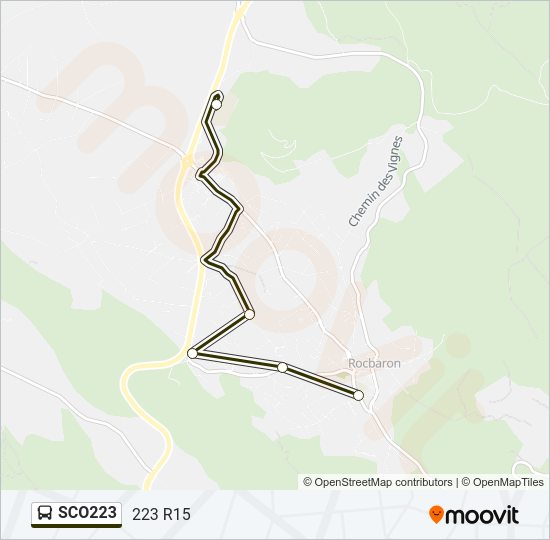 Plan de la ligne SCO223 de bus