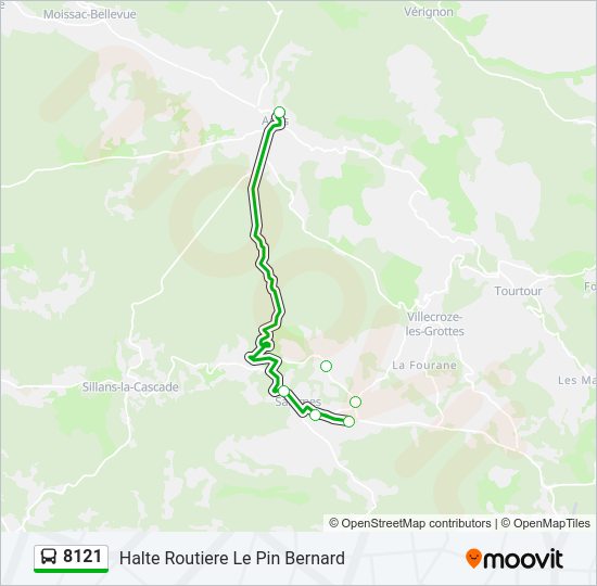 Plan de la ligne 8121 de bus