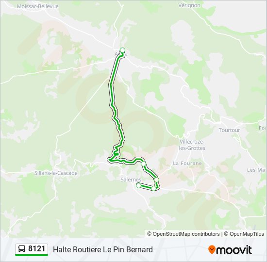 Plan de la ligne 8121 de bus