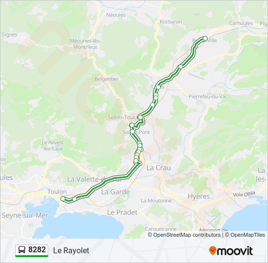 Plan de la ligne 8282 de bus