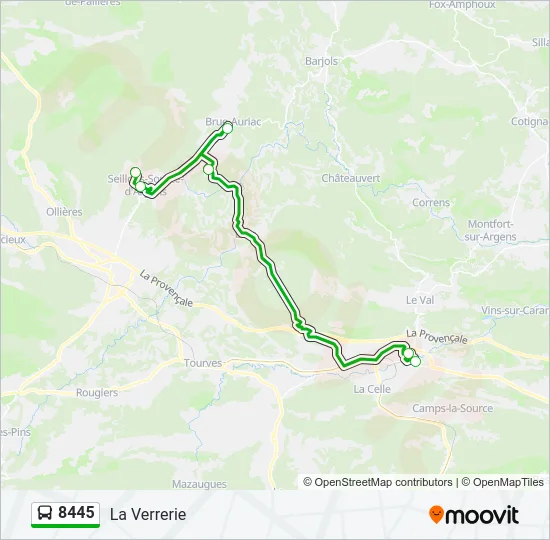 Plan de la ligne 8445 de bus