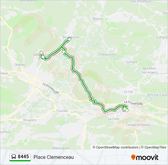 Plan de la ligne 8445 de bus