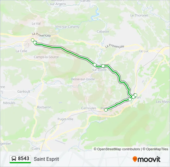 Plan de la ligne 8543 de bus