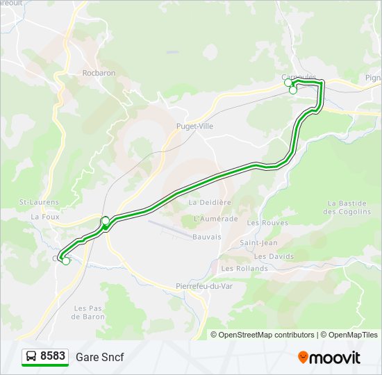 Plan de la ligne 8583 de bus