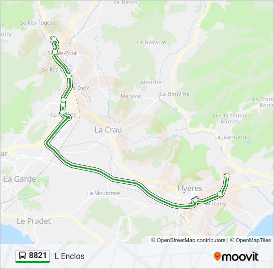 Plan de la ligne 8821 de bus