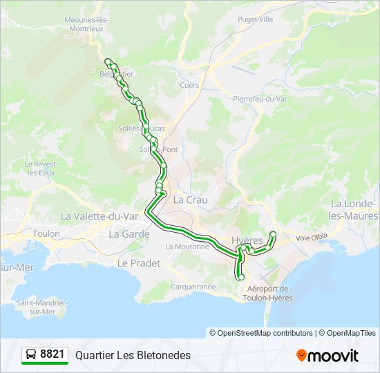 Mapa de 8821 de autobús