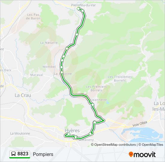Plan de la ligne 8823 de bus