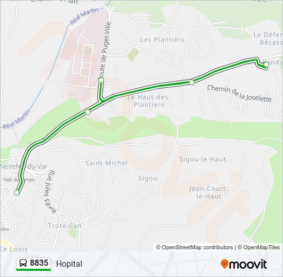 Mapa de 8835 de autobús