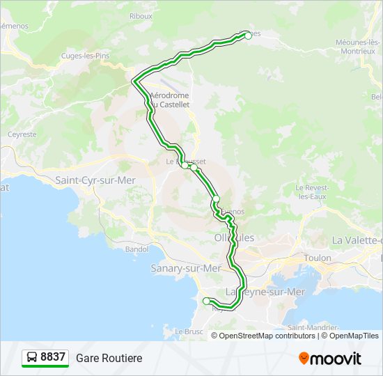 Plan de la ligne 8837 de bus