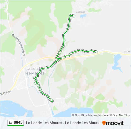 Plan de la ligne 8845 de bus