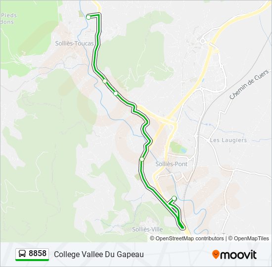 Mapa de 8858 de autobús