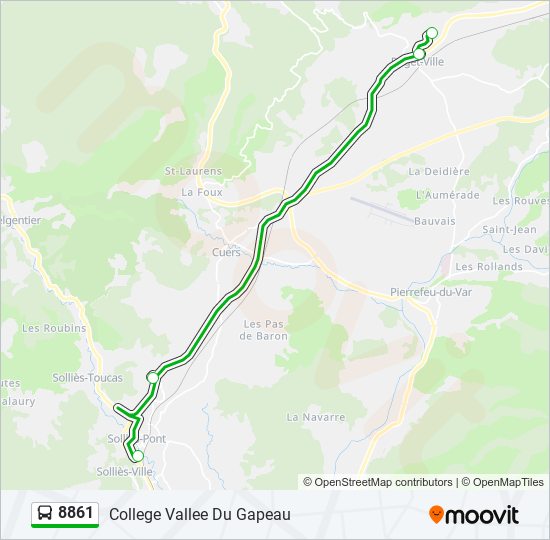 Plan de la ligne 8861 de bus