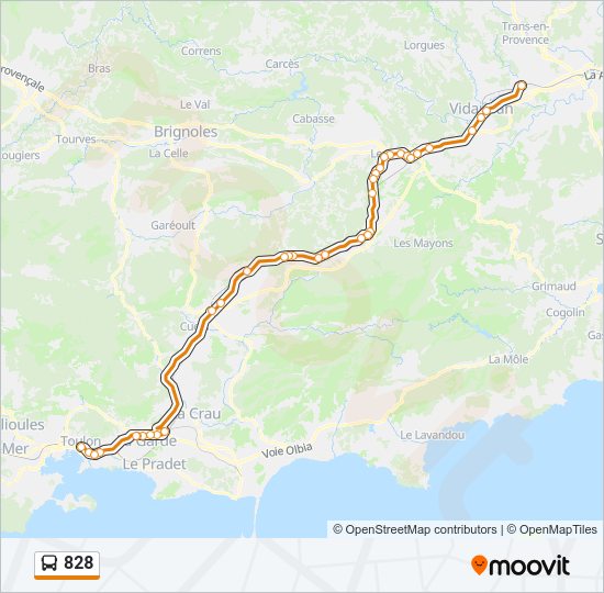 Plan de la ligne 828 de bus
