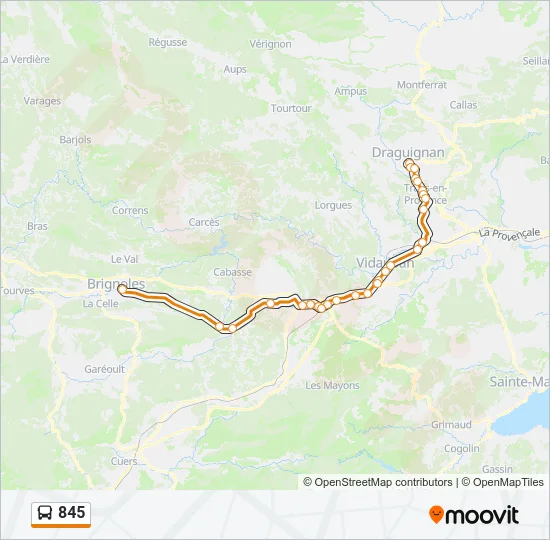 845 Bus Line Map