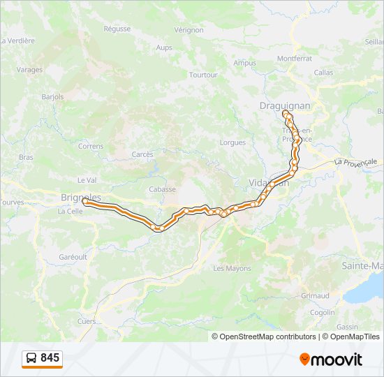 Mapa de 845 de autobús