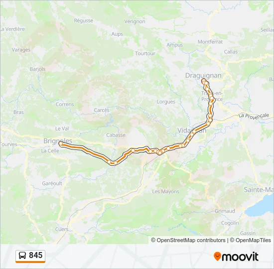 845 Bus Line Map