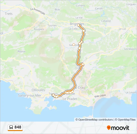 848 Bus Line Map
