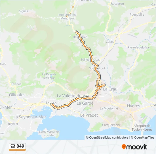 849 Bus Line Map
