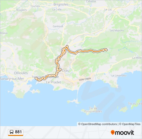 Plan de la ligne 881 de bus