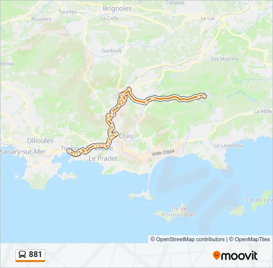 881 Bus Line Map