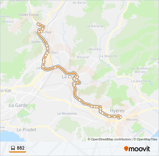 Plan de la ligne 882 de bus