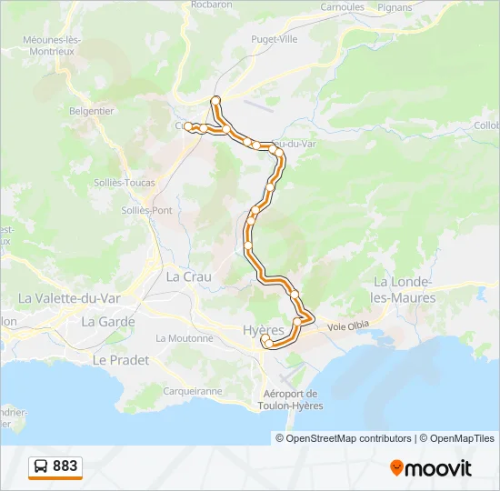 883 Bus Line Map
