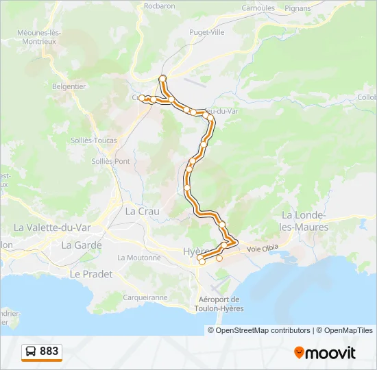 883 Bus Line Map
