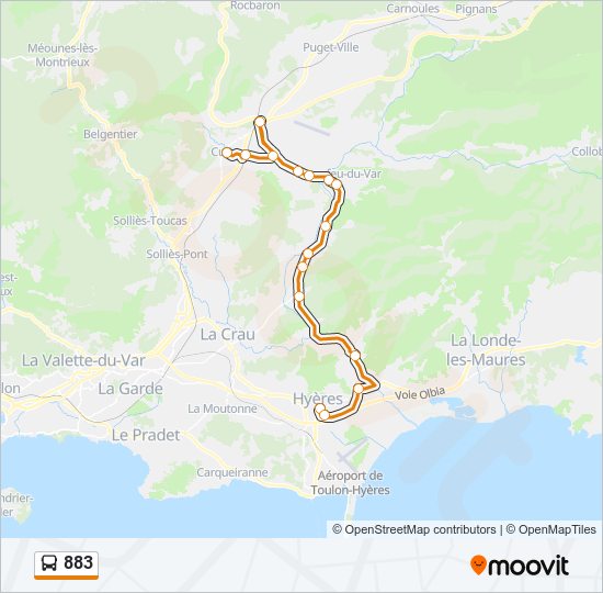 Mapa de 883 de autobús