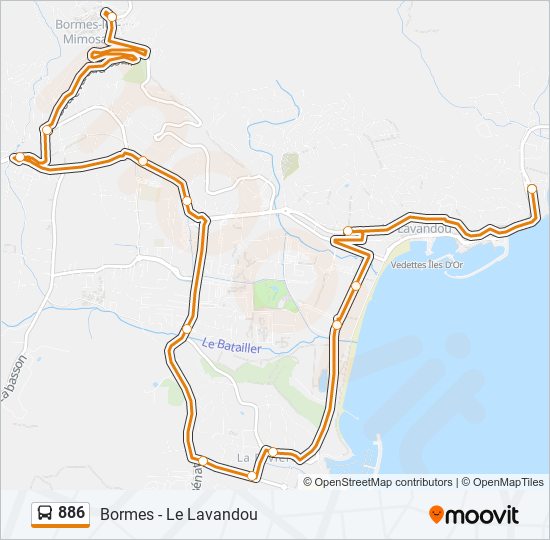Plan de la ligne 886 de bus