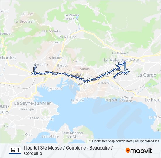 Mapa de 1 de autobús