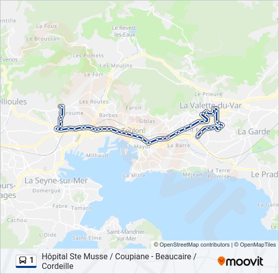 Plan de la ligne 1 de bus