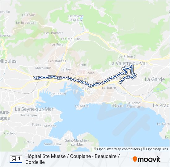 Plan de la ligne 1 de bus
