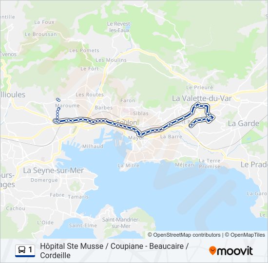 Plan de la ligne 1 de bus