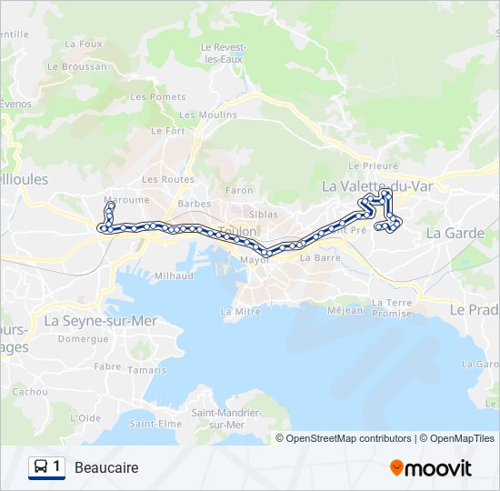 Plan de la ligne 1 de bus