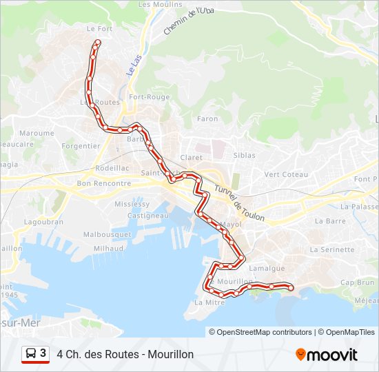 Plan de la ligne 3 de bus