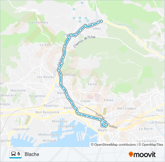Plan de la ligne 6 de bus