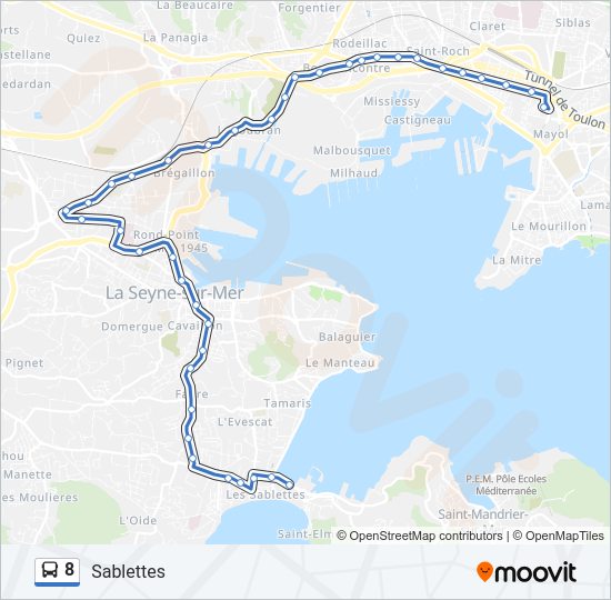 Plan de la ligne 8 de bus