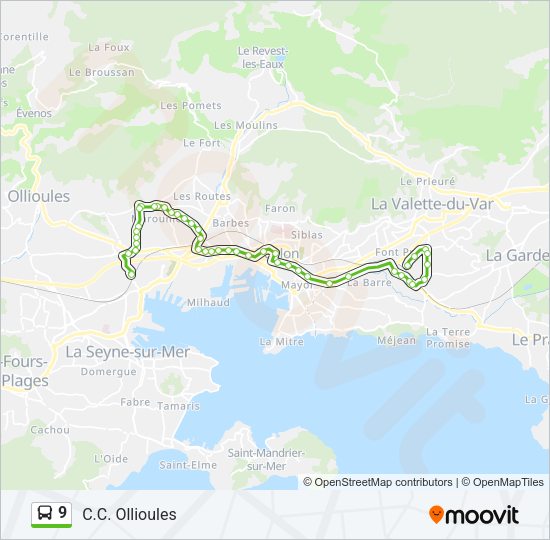 Plan de la ligne 9 de bus
