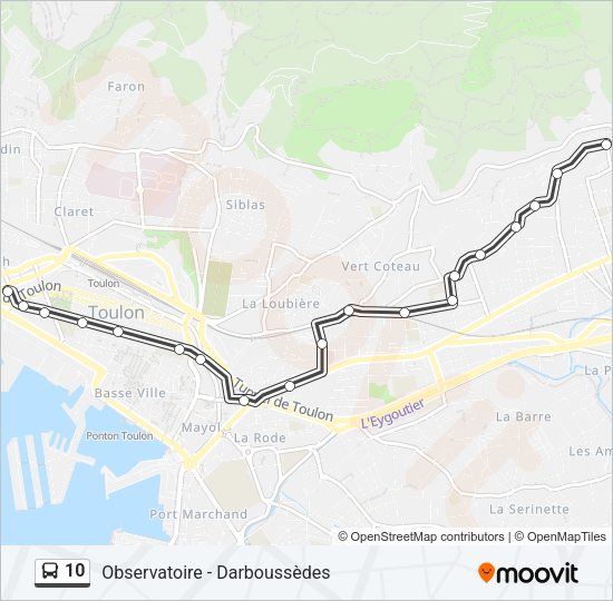Plan de la ligne 10 de bus