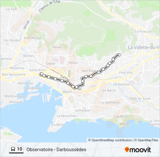 Plan de la ligne 10 de bus