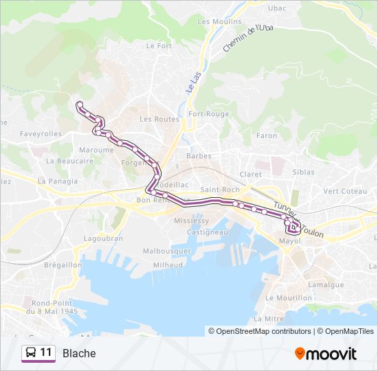 Plan de la ligne 11 de bus