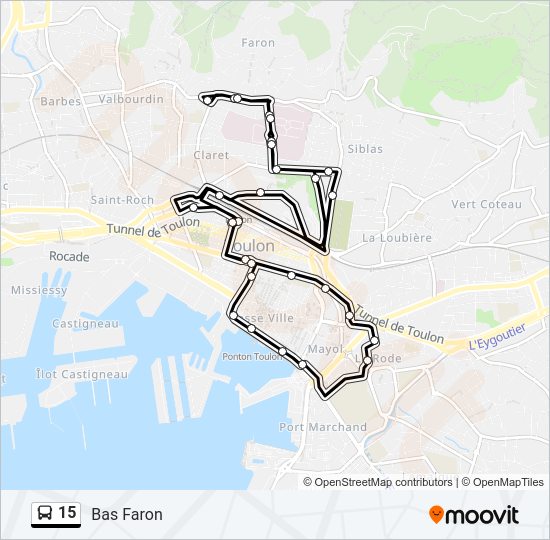 Plan de la ligne 15 de bus