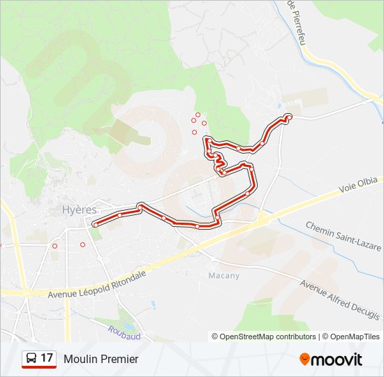 Plan de la ligne 17 de bus